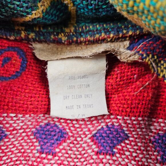 Vintage Aquarium Tapestry Jacket Top Chunky Closed Knit Fish Size M Crop Art - Picture 5 of 8